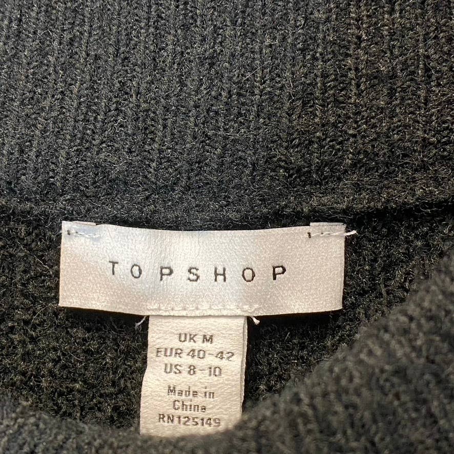 TOPSHOP Women's Solid Black Crewneck Knit Mini Sweater Dress SZ 8-10 (M)