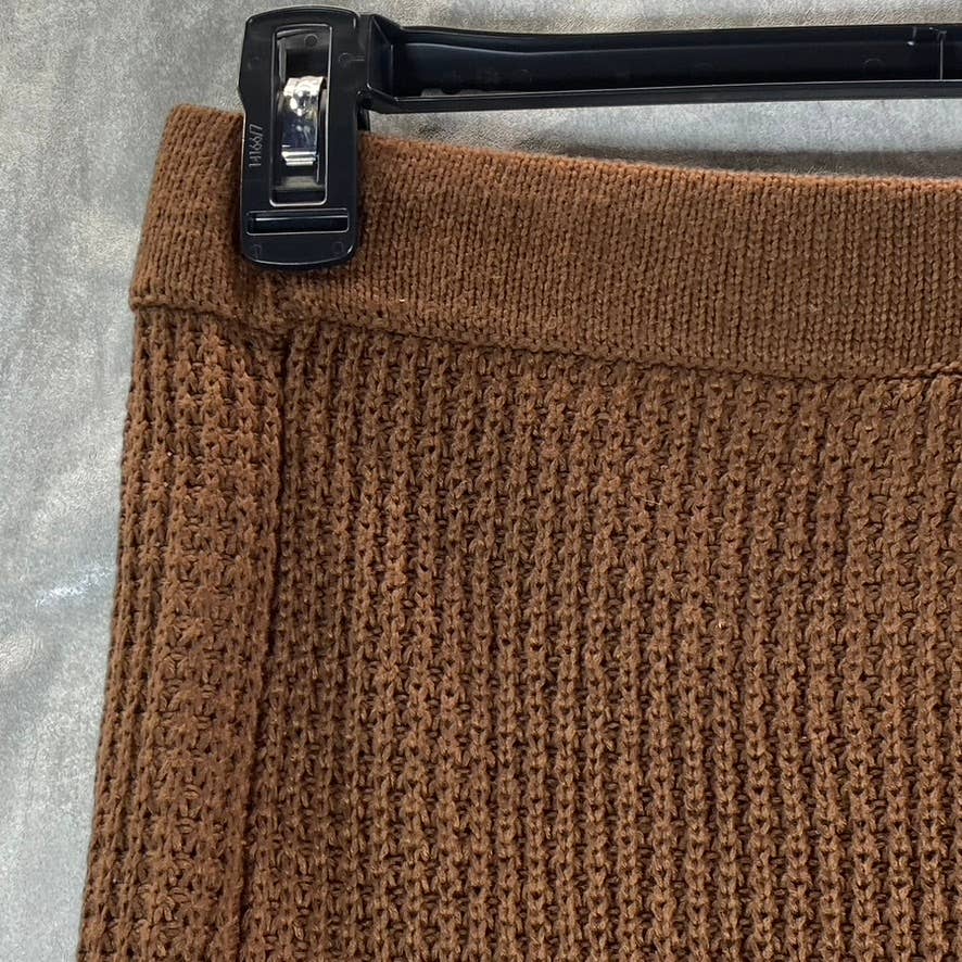 NINA PARKER Women's Plus Chocolate Brown Trendy Crochet Slit-Front Skirt SZ 0X