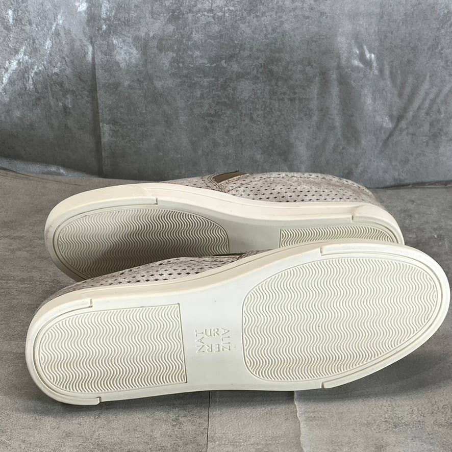 NATURALIZER Women's Mineral Taupe Leather Aileen Round-Toe Perforated Sneakers