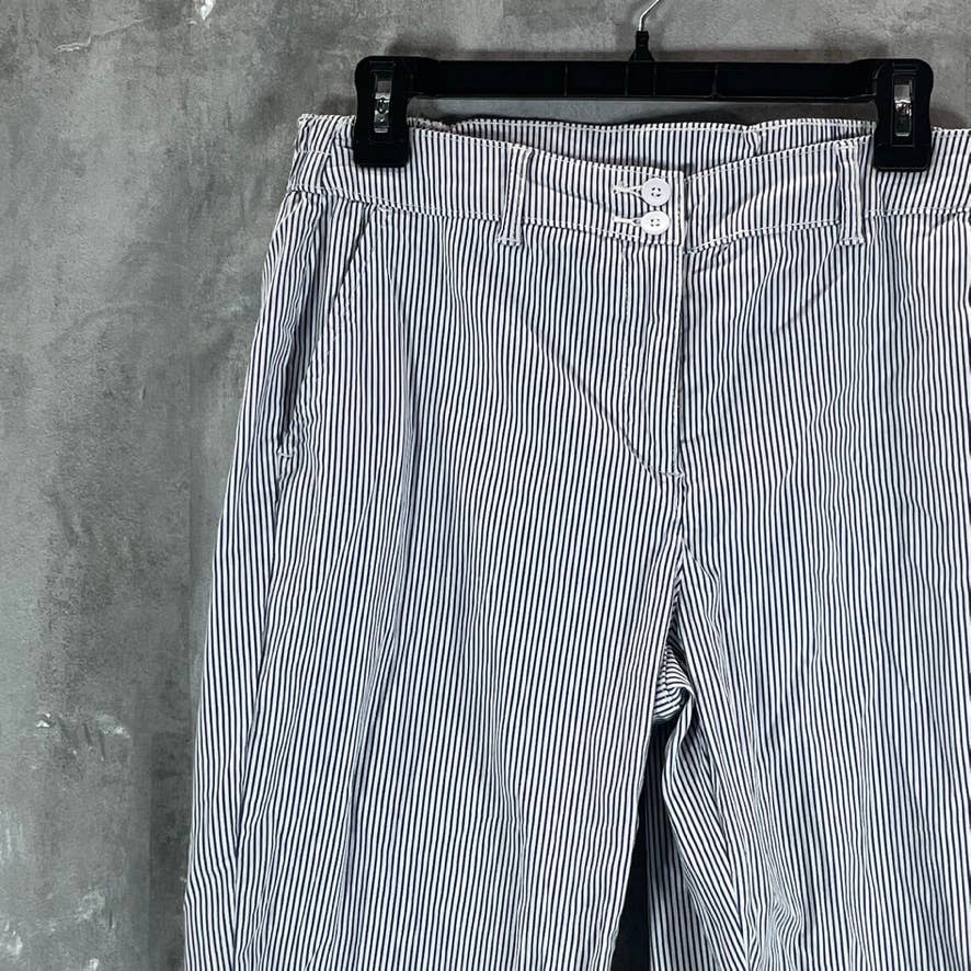 KAREN SCOTT Women's Petite Black Corded Striped Tummy-Control Capri Pants SZ 8P