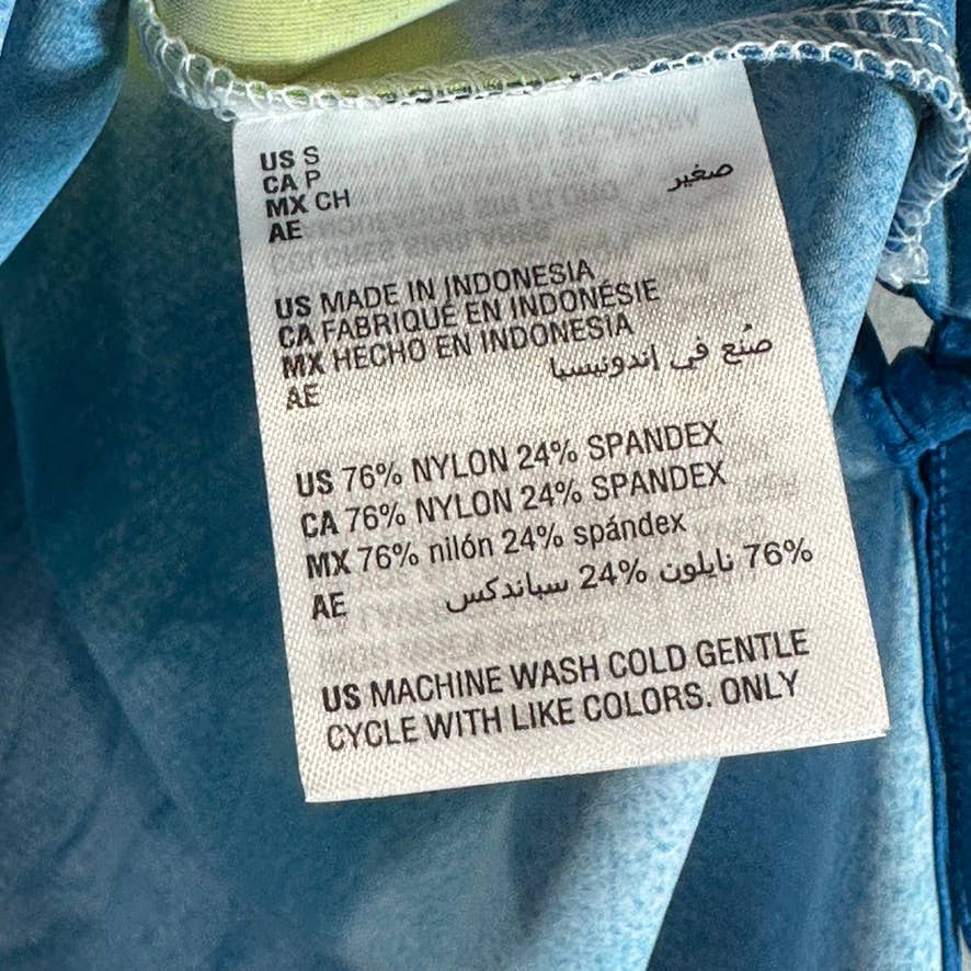 ALFANI Women's Blue Sublime Dye V-Neck Collared Short-Sleeve Tie-Waist Top SZ S