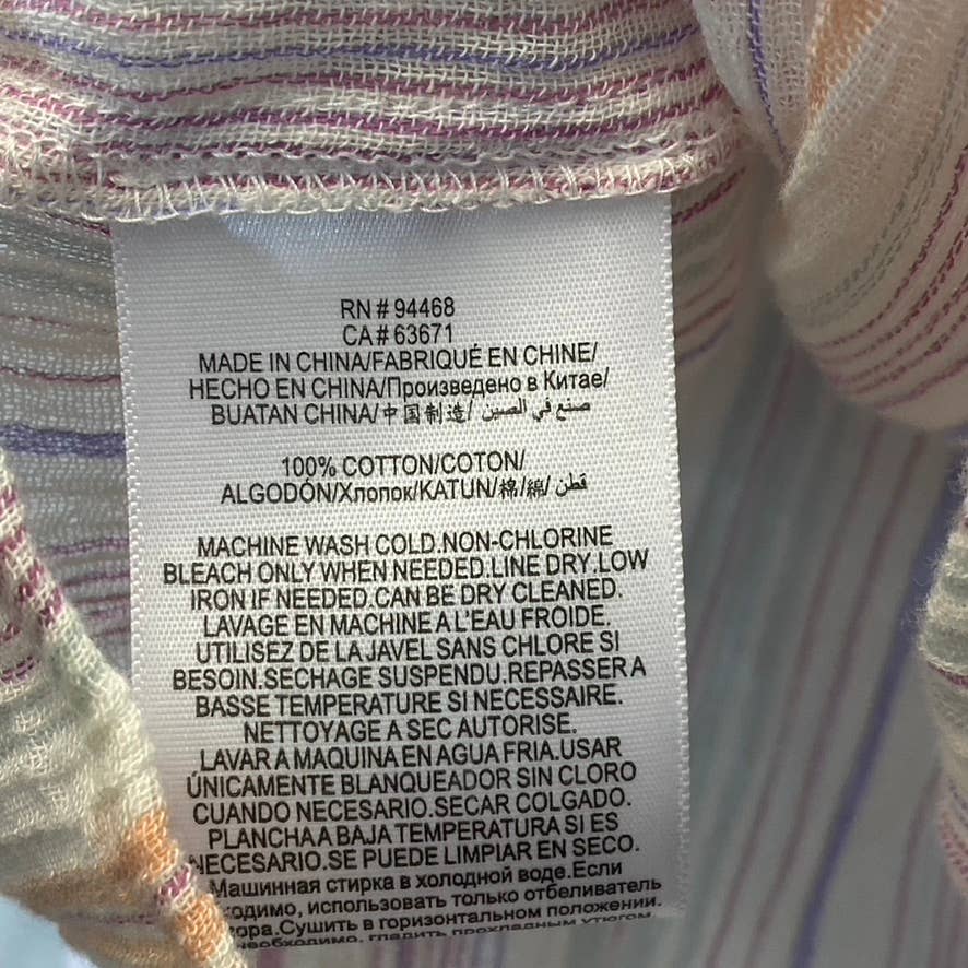 BCBGENERATION Women's Multi Square-Neck Smocked Long Sleeve Chiffon Top SZ S