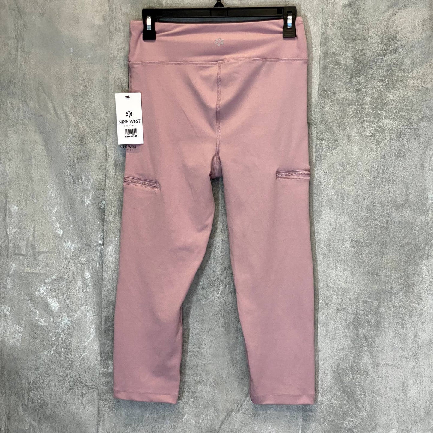 NINE WEST Women's Mauve Shadow Side Zip Stretch Active Pull-On Crop Leggings SZ M