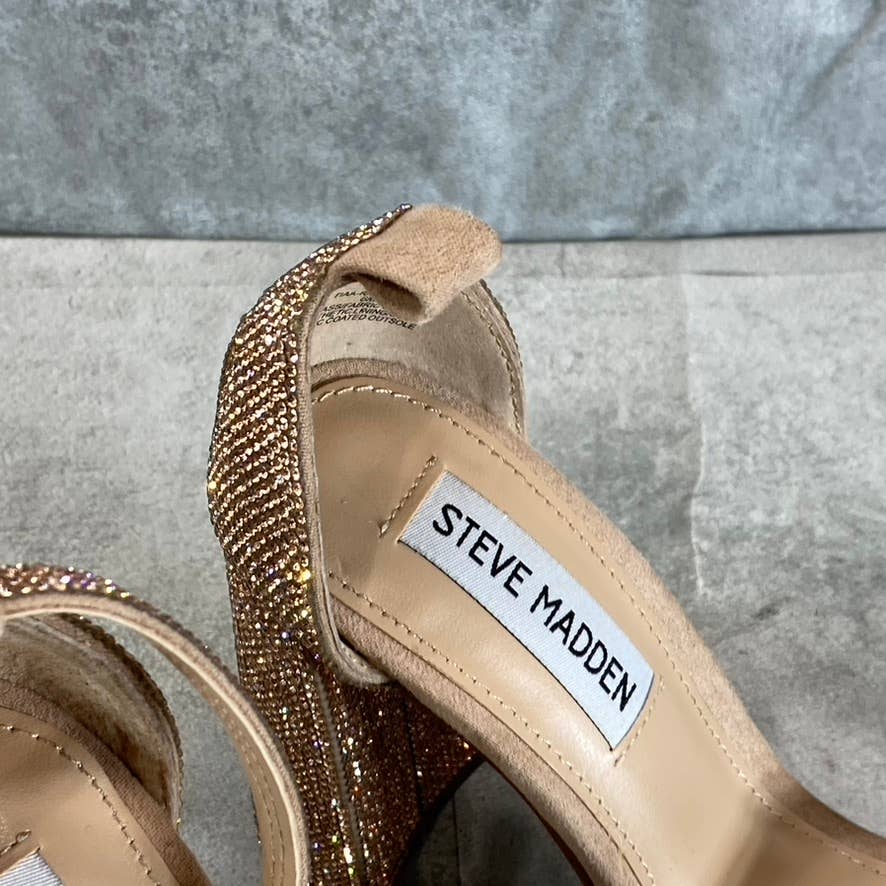 STEVE MADDEN Women's Blush Rhinestone Tiaa Two-Piece Dress Sandals SZ 6