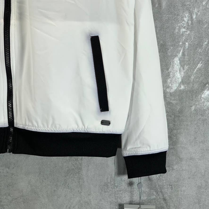 DKNY Sport Women's White-Black Full-Zip Graphic Bomber Jacket SZ S