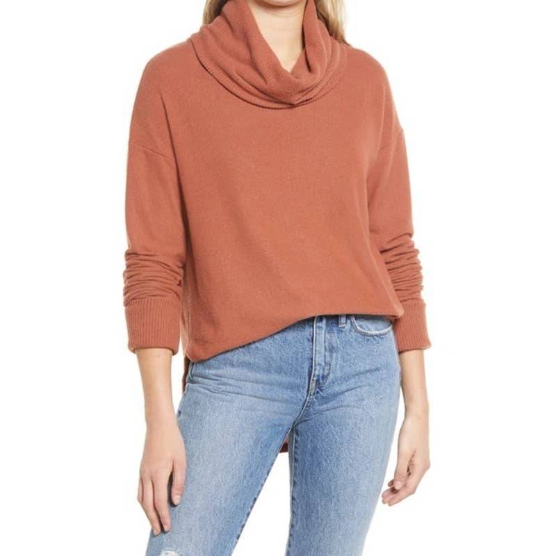 TREASURE & BOND Rust Sequoia Cowl Neck Long Sleeve Pullover SZ XS