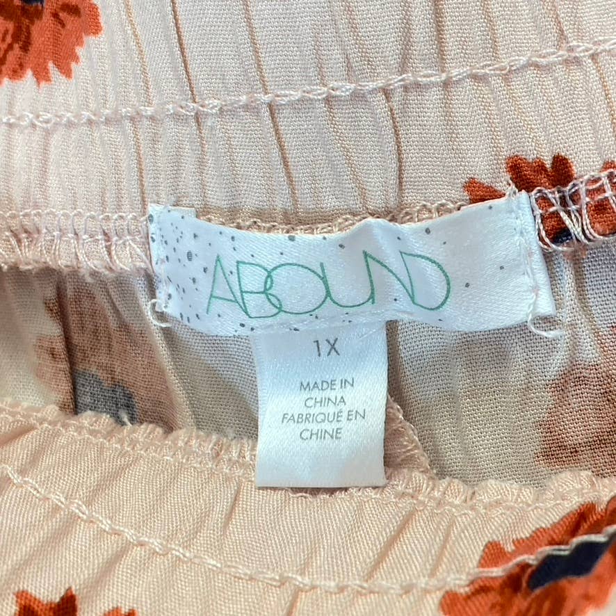 ABOUND Women's Plus Size Pink Daisy Dots Easy Flowy Lightweight Elastic Waist Pull-On Shorts SZ 1X