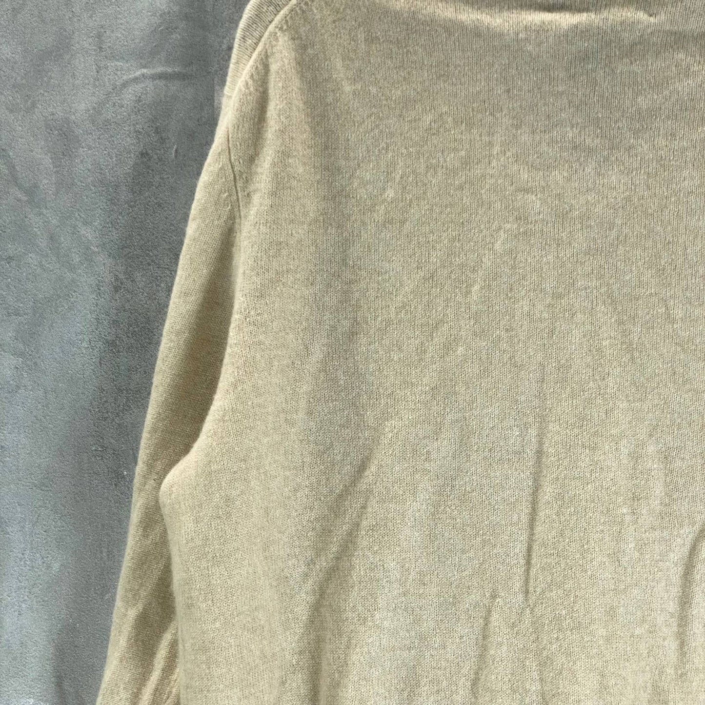 CLUB ROOM Men's Sand Cashmere V-Neck Long-Sleeve Pullover Sweater SZ M