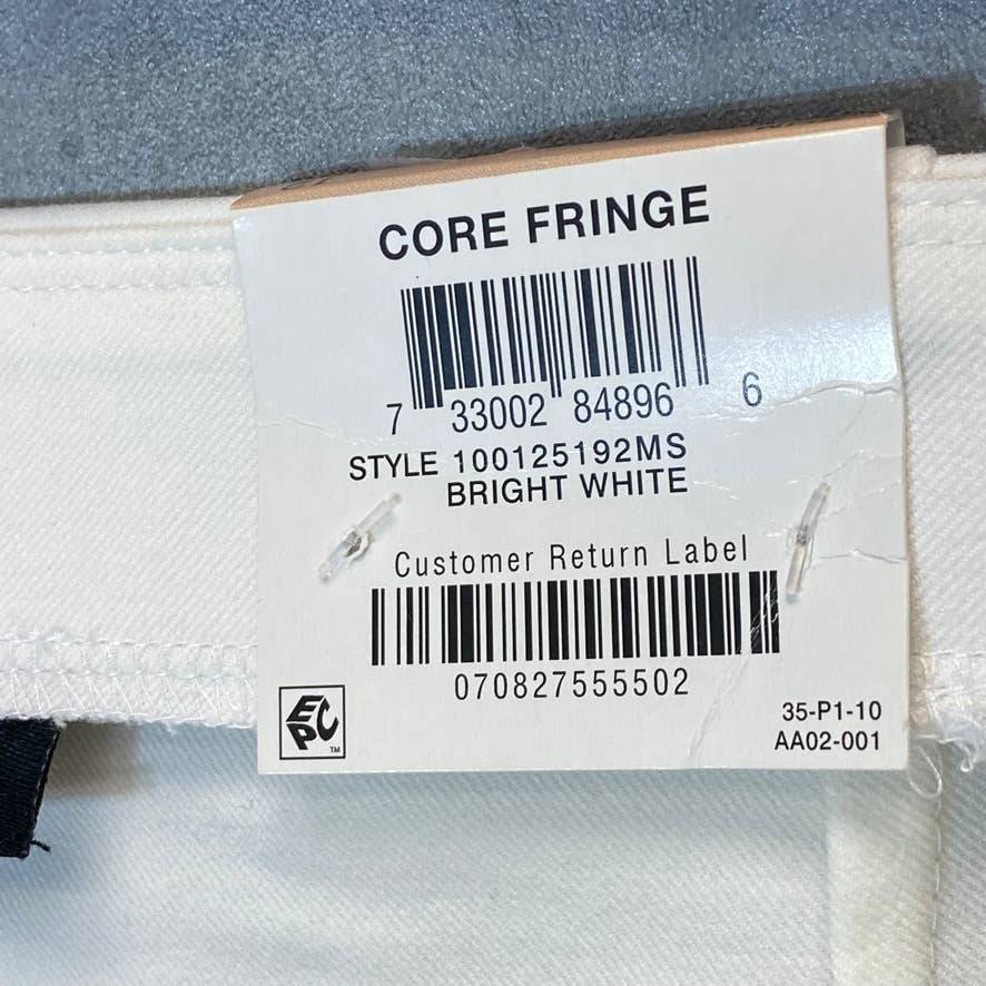 ALFANI Women's Bright White Comfort High-Rise Fringe-Hem Pull-On Pants SZ 12