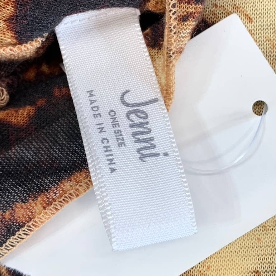 JENNI Women's Taupe Chetah-Print On Repeat Jersey Wrap Scarf SZ OS