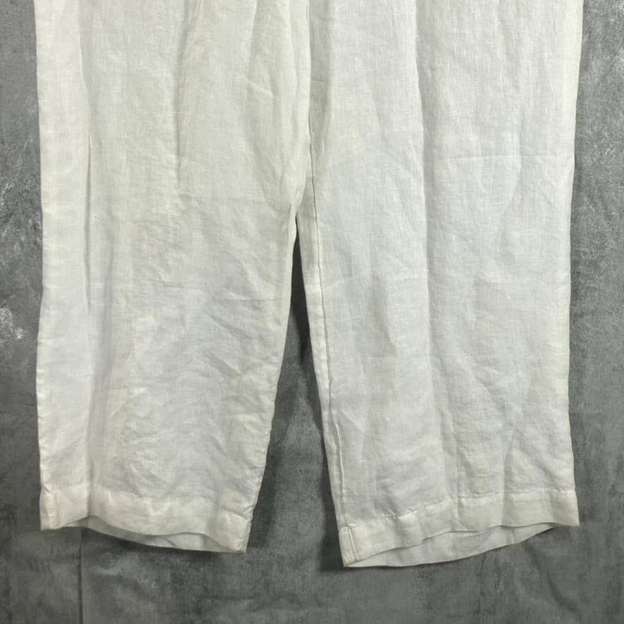 CHARTER CLUB Women's Bright White Linen Pull-On Straight-Leg Pants SZ L