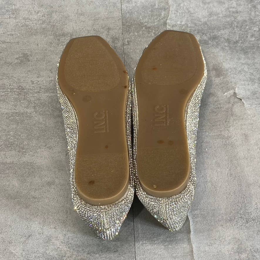 INC INTERNATIONAL CONCEPTS Women's Silver Rhinestone Embellished Juney Flats SZ7
