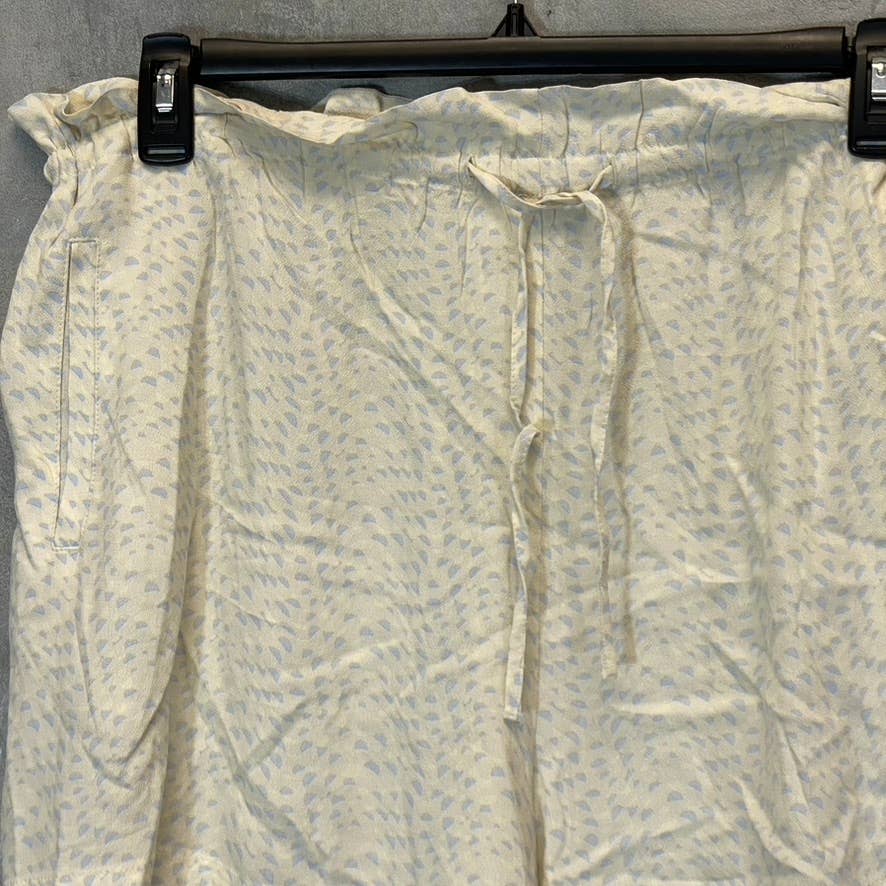 OPEN EDIT Women's Ivory-Blue Lennox Print Paperbag Waist Pull-On Shorts SZ XL