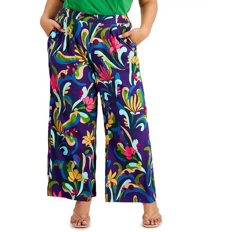 INC INTERNATIONAL CONCEPTS Women's Multi Printed High-Rise Wide-Leg Pants SZ 2