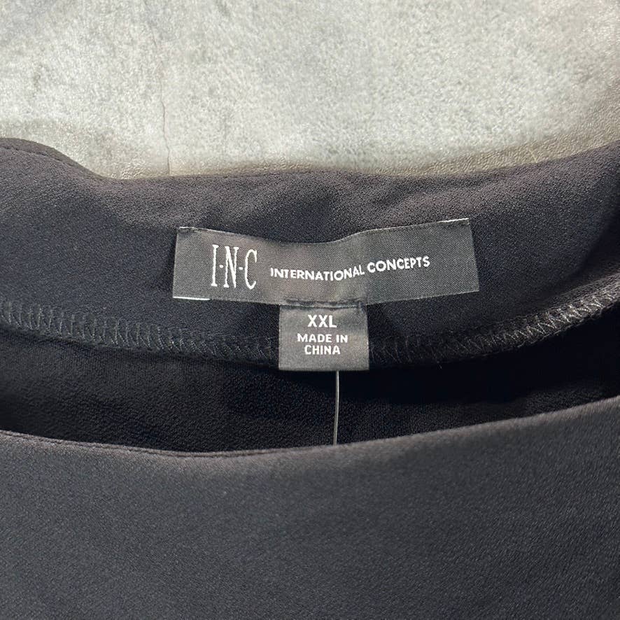 INC INTERNATIONAL CONCEPTS Women's Deep Black Side-Ruched One-Shoulder Top SZ2XL