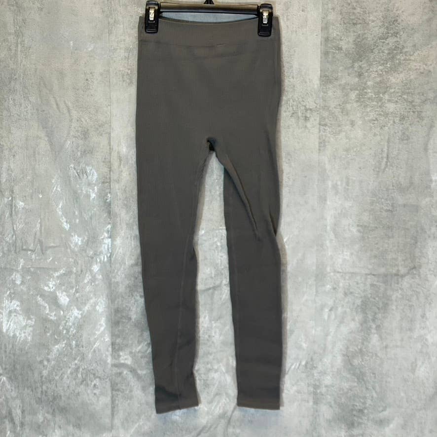 LOVE TREE Women's Gray High-Waist Ribbed Seamless Pull-On Leggings SZ S