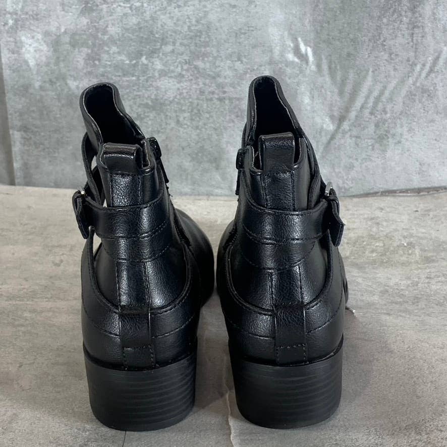 SUN+STONE Women's Black Saandis Memory Foam Almond-Toe Block-Heel Boots SZ 7.5