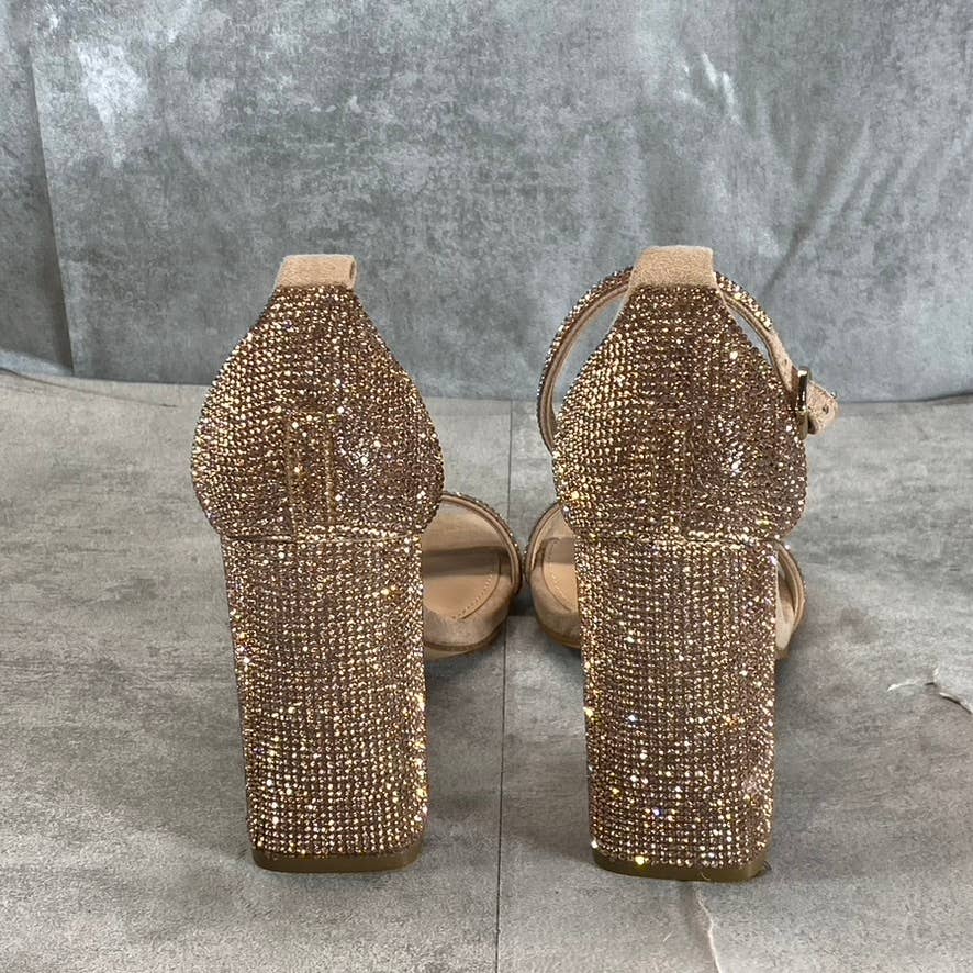 STEVE MADDEN Women's Blush Rhinestone Tiaa Two-Piece Dress Sandals SZ 6