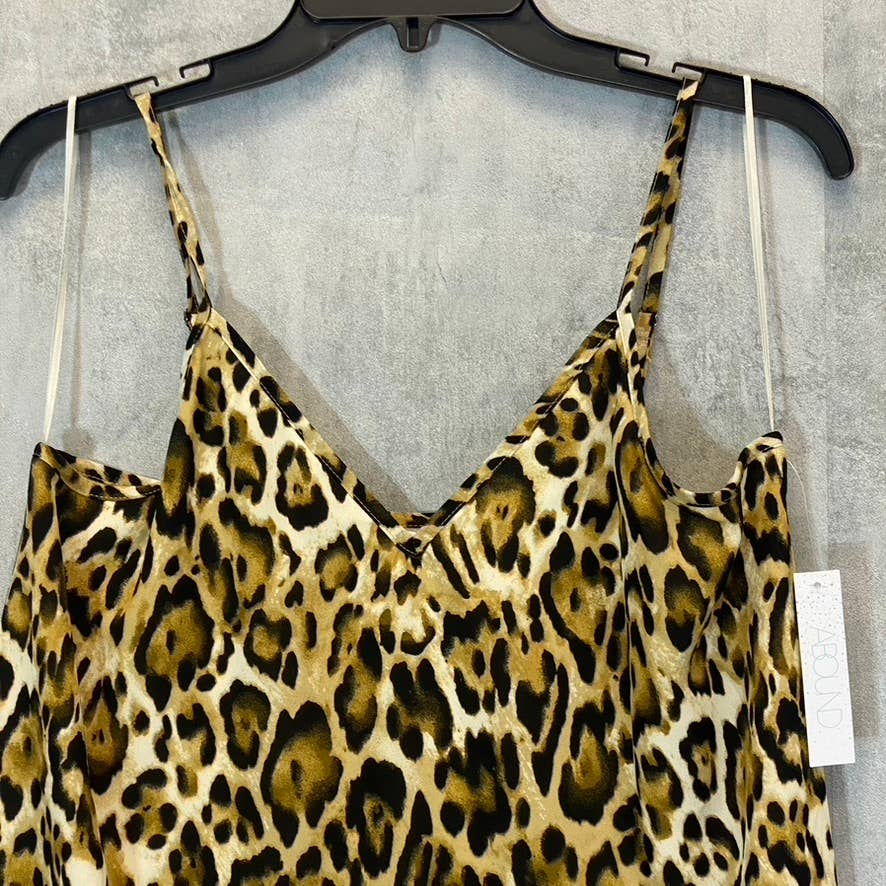 ABOUND Women's Tan Leopard Printed V-Neck Adjustable Straps Camisole SZ M