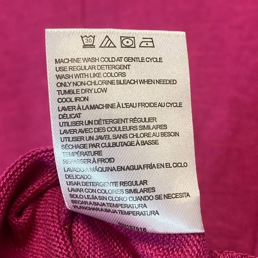 ISAAC MIZRAHI Women's Fuchsia Red Pima Cotton V-Neck 3/4 Sleeve Tunic Top SZ M