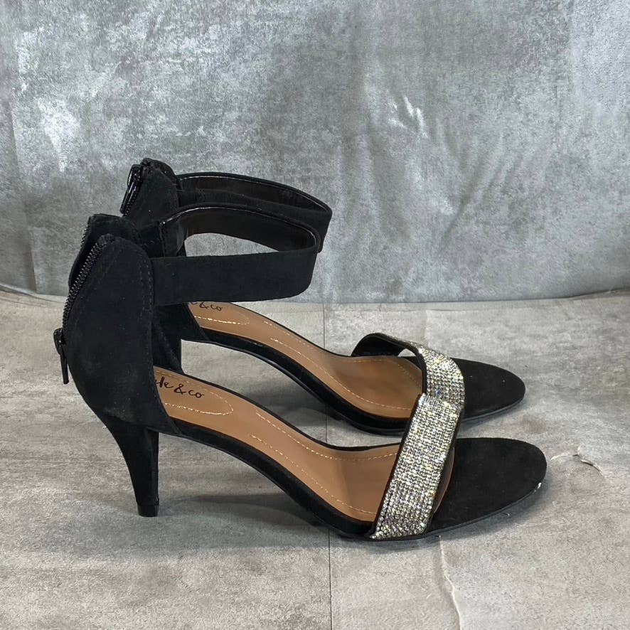 STYLE & CO Women's Black Embellished Phillyis Two-Piece Evening Sandals SZ 6.5