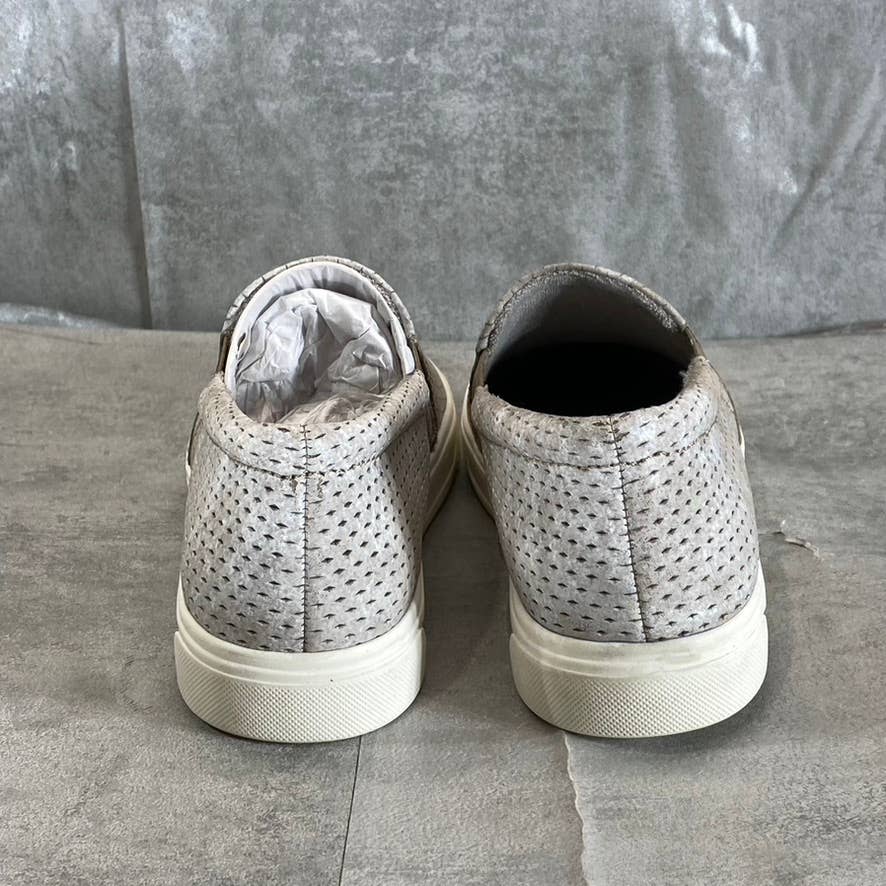 NATURALIZER Women's Mineral Taupe Leather Aileen Round-Toe Perforated Sneakers