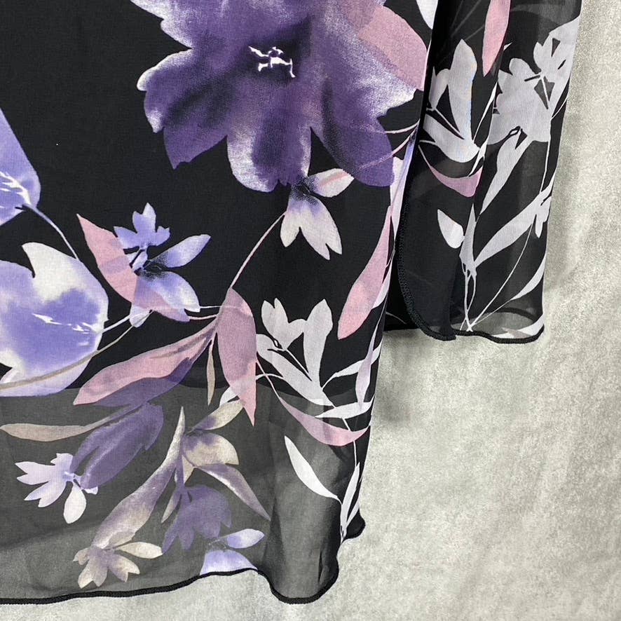 CONNECTED APPAREL Women's Grape Floral-Print Sleeveless Chiffon Overlay Dress