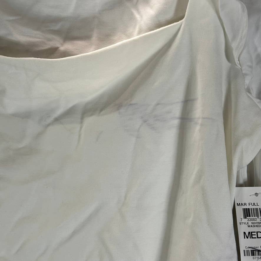 INC INTERNATIONAL CONCEPTS Women's Washed White Square-Neck Ruffled Top SZ M