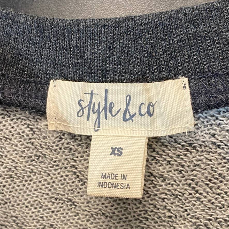 STYLE & CO Women's Charcoal Animal-Print Crewneck Pullover Sweatshirt SZ XS