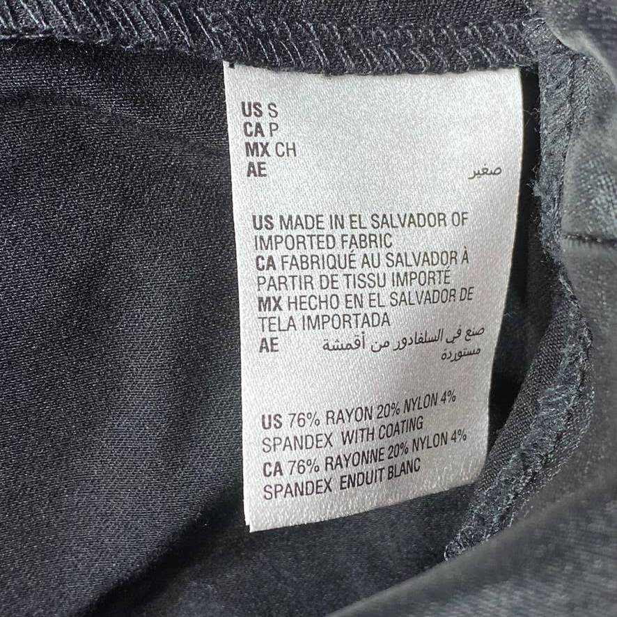 BAR III Solid Black Pull-On Coated Leggings SZ S