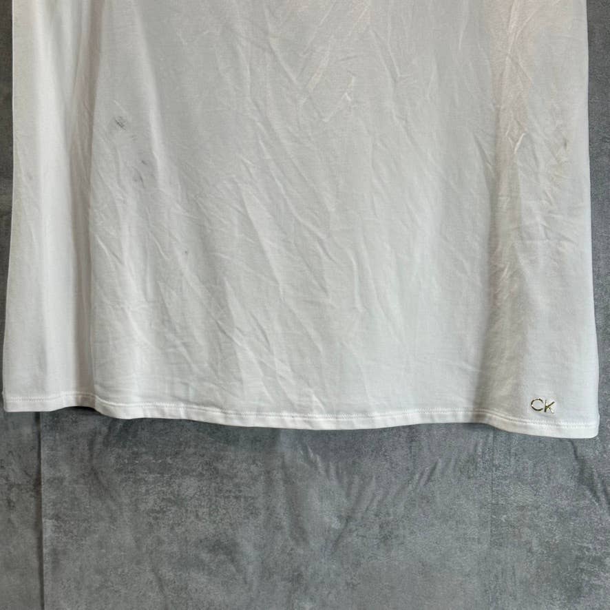 CALVIN KLEIN Women's White Crewneck Padded Muscle Tee SZ XL