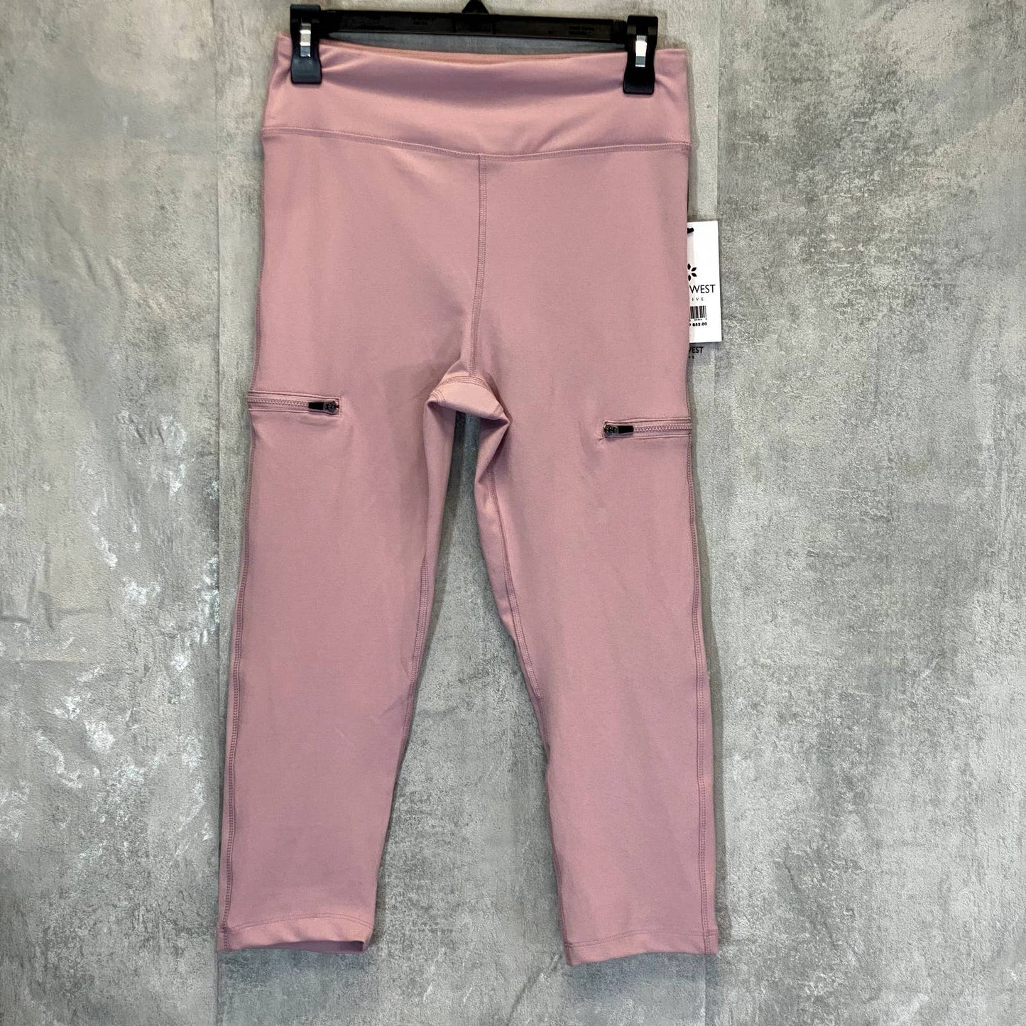 NINE WEST Women's Mauve Shadow Side Zip Stretch Active Pull-On Crop Leggings SZ M