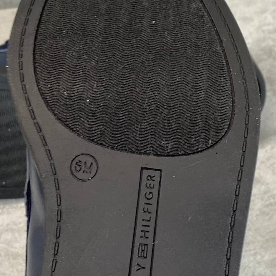 TOMMY HILFIGER Women's Navy Trevys Slip-On Moc-Toe Block-Heel Loafers SZ 6