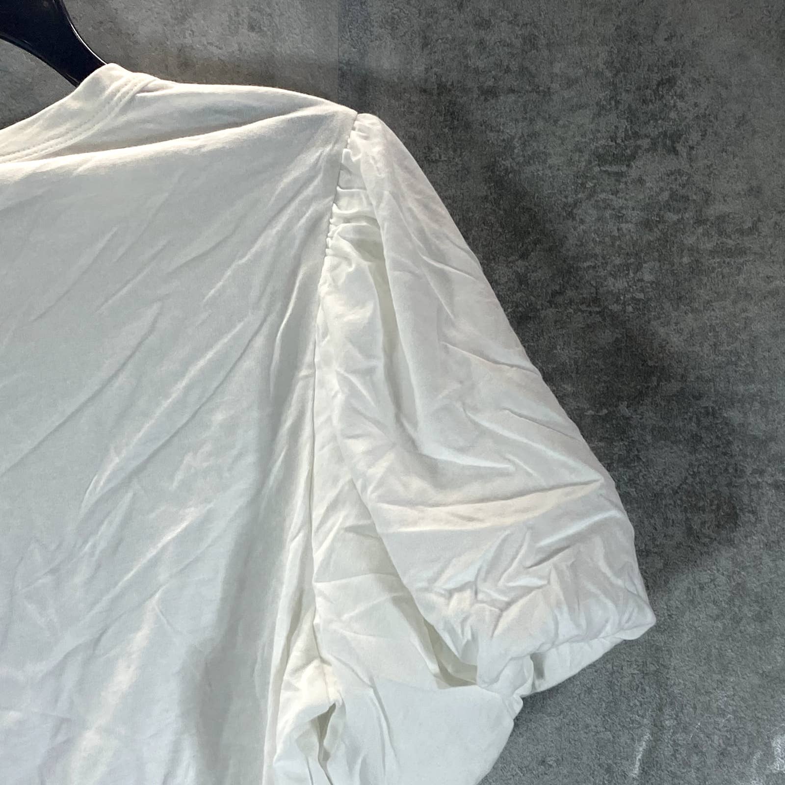 A.L.C Women's White Crewneck Puff-Sleeve Poole Tee SZ M