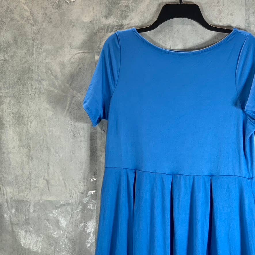 24SEVEN COMFORT APPAREL Women's Blue Short Sleeve Pocket Detail Dress SZ XL