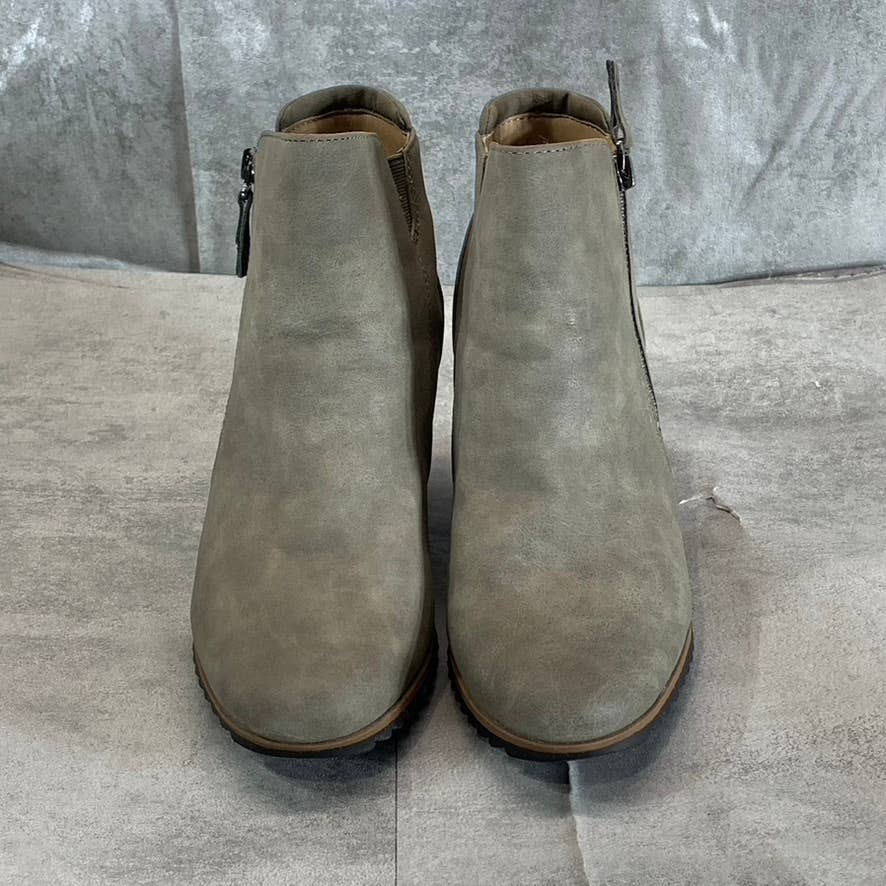 SOUL NATURALIZER Women's Light Grey Haley Round-Toe Side-Zip Wedge Booties SZ6.5