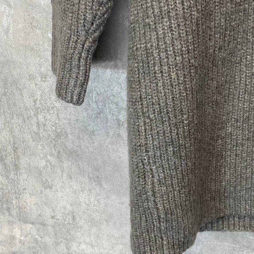 HALOGEN Women's Grey Dark Heather Rib Knit Open-Front Long Cardigan SZ S