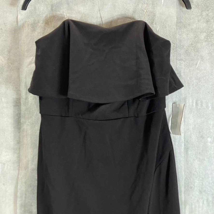 CRYSTAL DOLL Juniors' Black Ruffle Strapless Side-Slit Bodycon Dress SZ 7