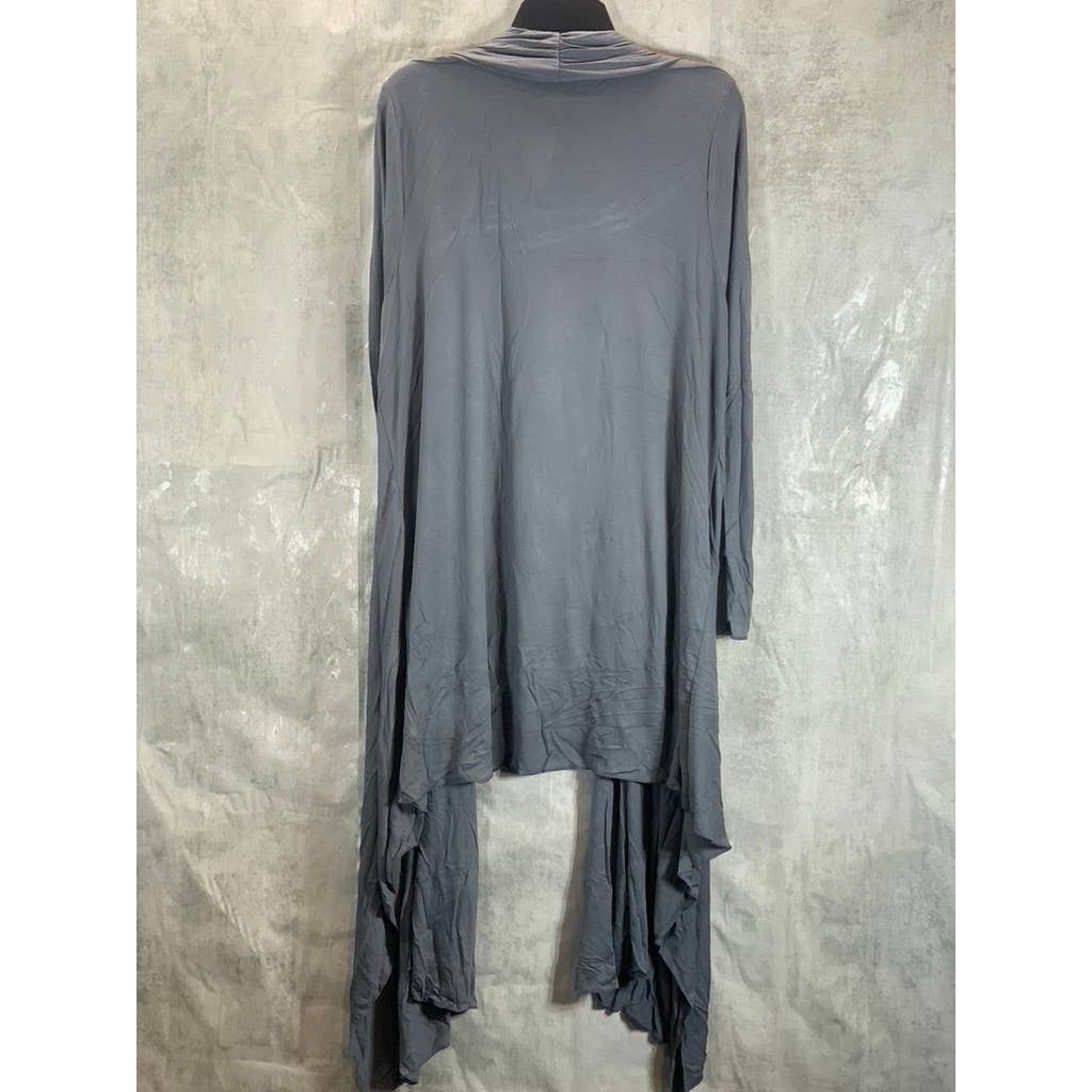 24SEVEN COMFORT APPAREL Women's Grey Long-Sleeve Open-Front Extra Long Cardigan