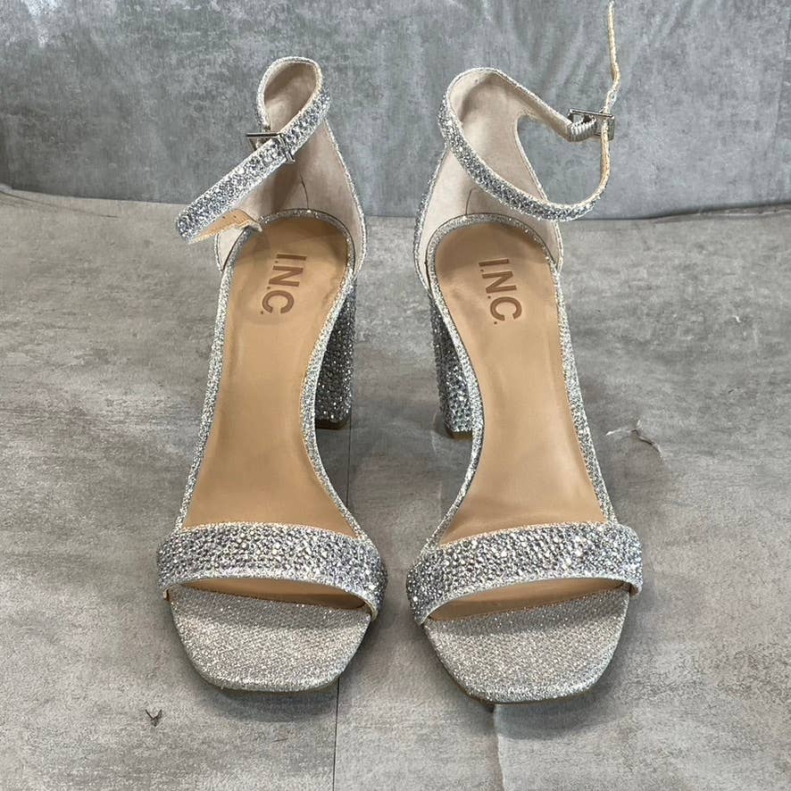 INC INTERNATIONAL CONCEPTS Women's Silver Bling Lexini Two-Piece Sandals SZ 7