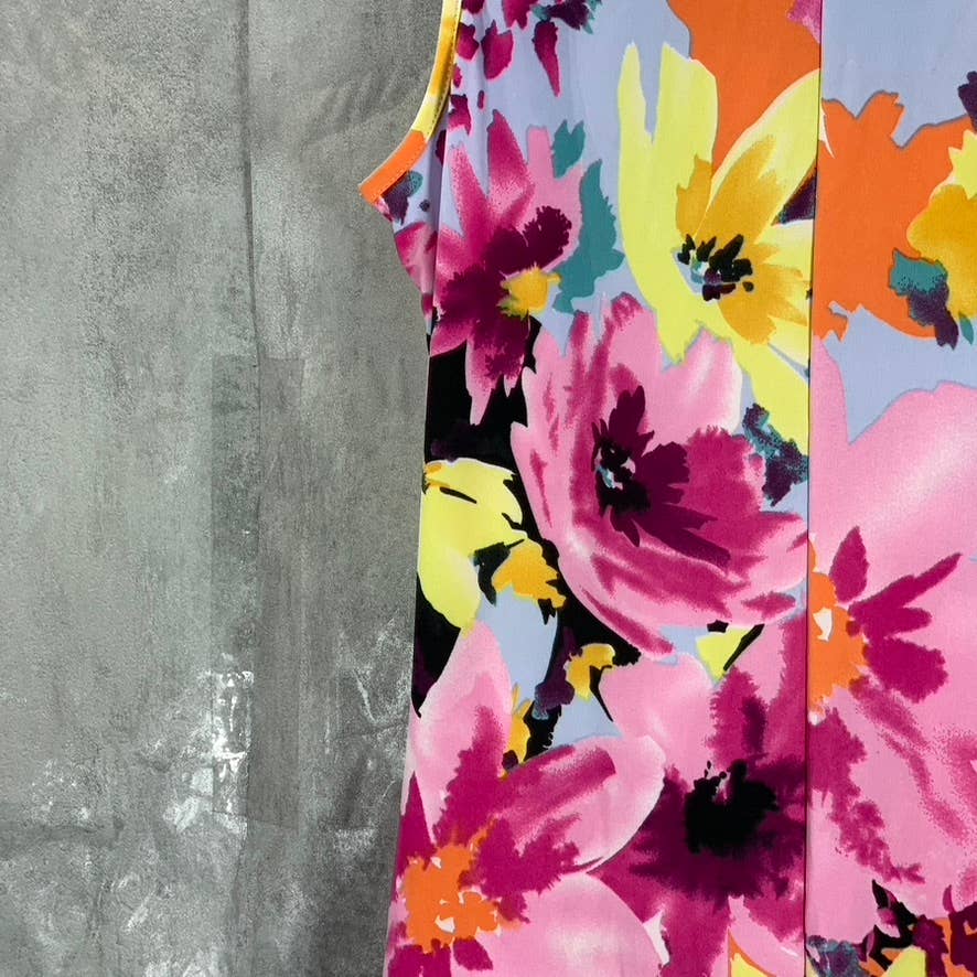 24SEVEN Comfort Apparel Women's Multi Floral Scoop-Neck Sleeveless Loose Maxi Casual Dress SZ M