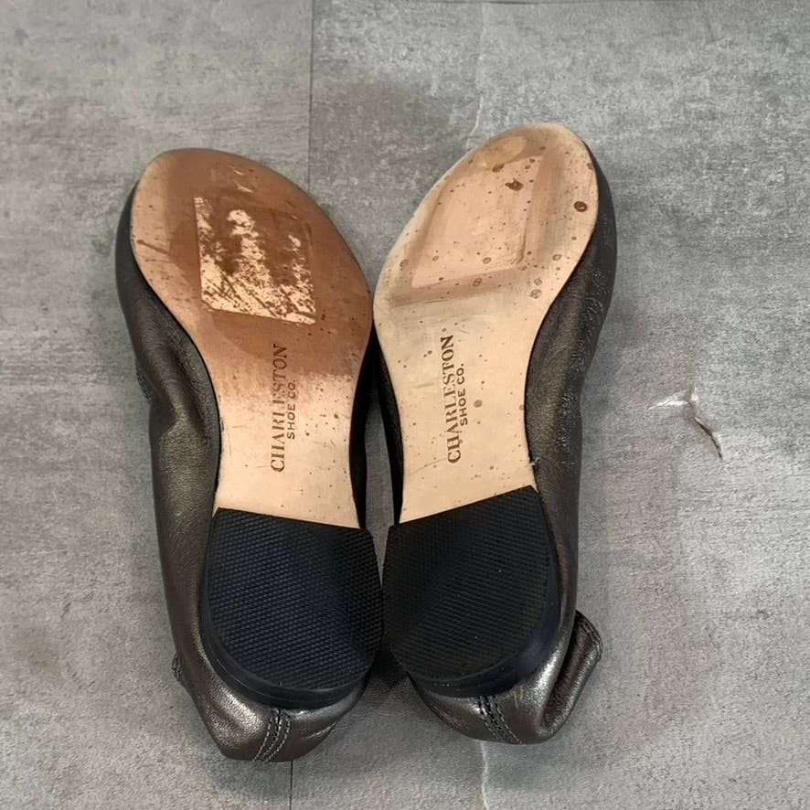 CHARLESTON SHOE CO. Women's Pewter Leather Jilly Slip-On Flats SZ 6