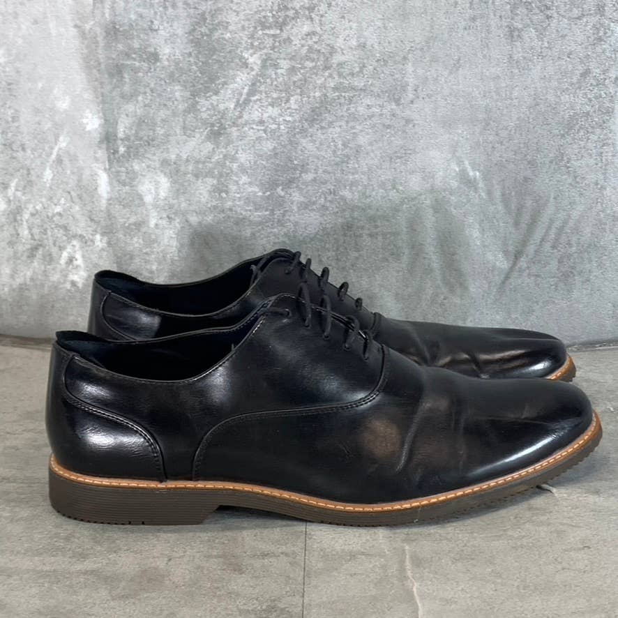 STEVE MADDEN Men's Black Nunan Round-Toe Lace-Up Oxfords SZ 11.5