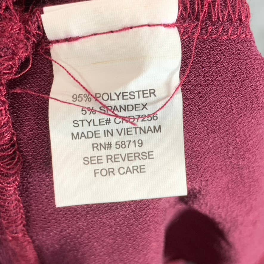 NY COLLECTION Women's Deep Burgundy Ruffle Faux-Wrap Flutter Sleeve Midi Dress L