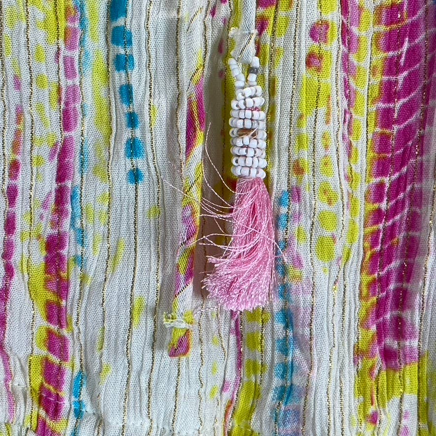 BLACK TAPE Women's Petite Sunshine Burst Drawstring Waist Maxi Dress SZ PXS