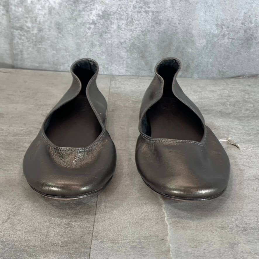 CHARLESTON SHOE CO. Women's Pewter Leather Jilly Slip-On Flats SZ 6