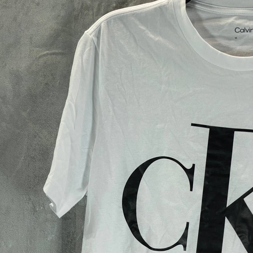 CALVIN KLEIN Men's Brilliant White Monogram Logo Graphic Crewneck T-Shirt SZ M
