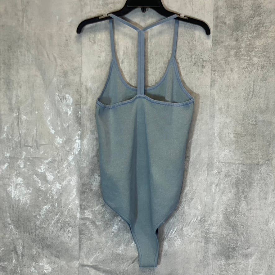WAYF '98 Women's Plus Size Oasis Blue Deep Scoop Neck T-Strap Bodysuit SZ 2X