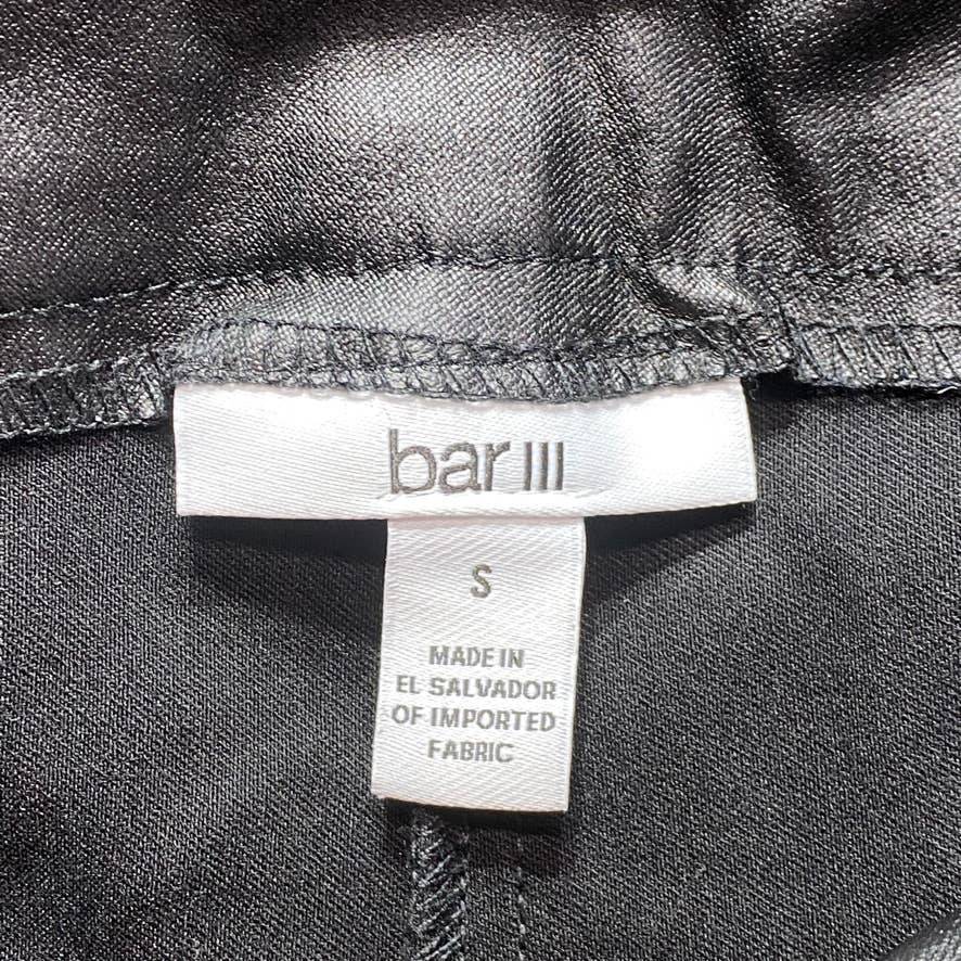 BAR III Solid Black Pull-On Coated Leggings SZ S