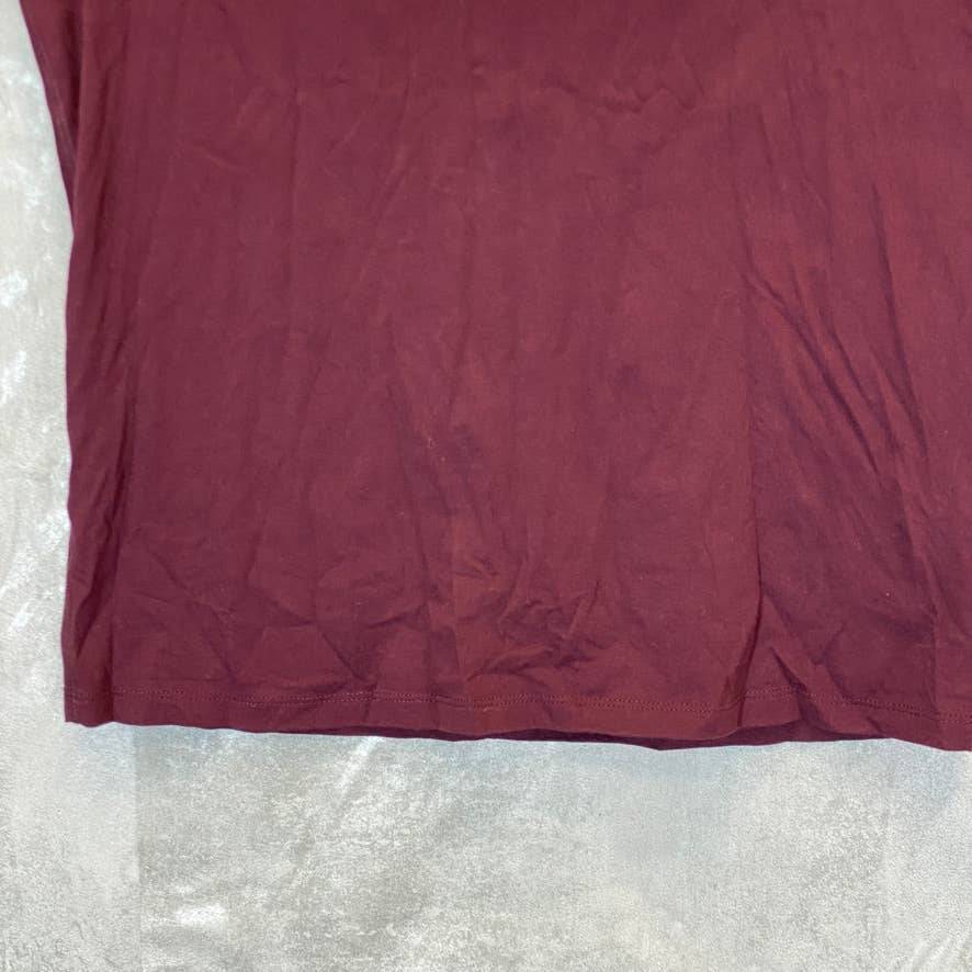 DKNY Sport Women's Burgundy Rhinestone Embellished Logo Crewneck Short Sleeve T-Shirt SZ XS